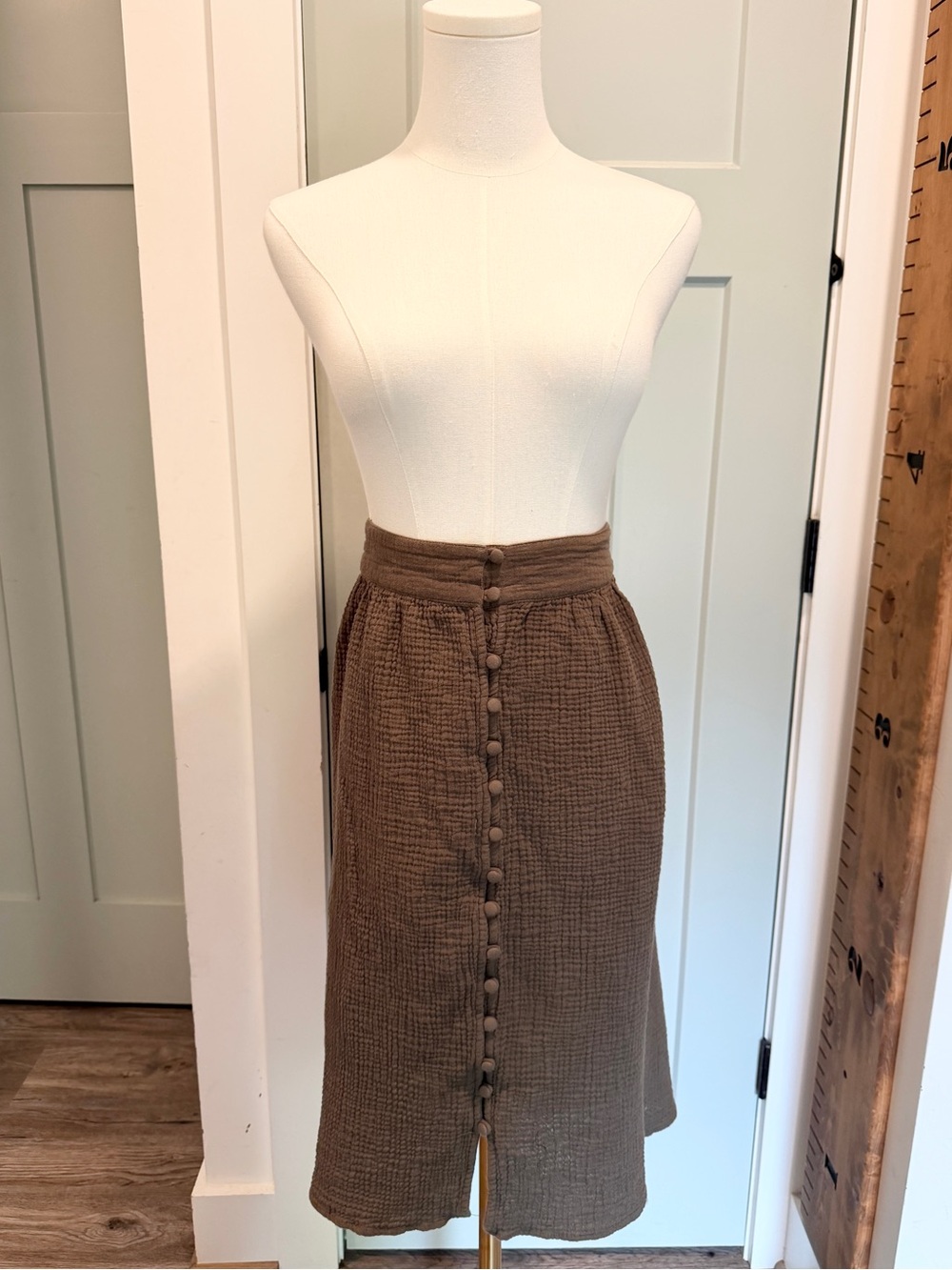 Single Thread Cotton Gauze Midi Skirt Natural Fibers Neutral Coastal Large